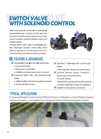 ARKA catalogue PDF page 40: Hydraulic Control Valve technical reference and related-model schedule